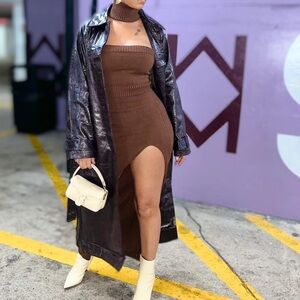 JLUXLABEL Cutout turtleneck, maxi sweater dress